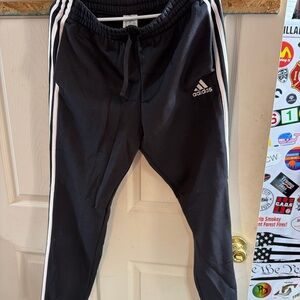 adidas Black Joggers with White Three-Stripe Trim